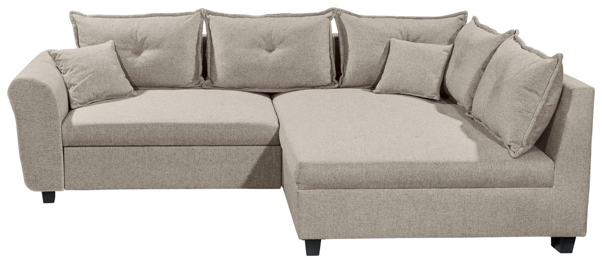 HÖRNSOFFA i vävt tyg sandfärgad  - sandfärgad/svart, Modern, textil/plast (252/175cm) - Livetastic