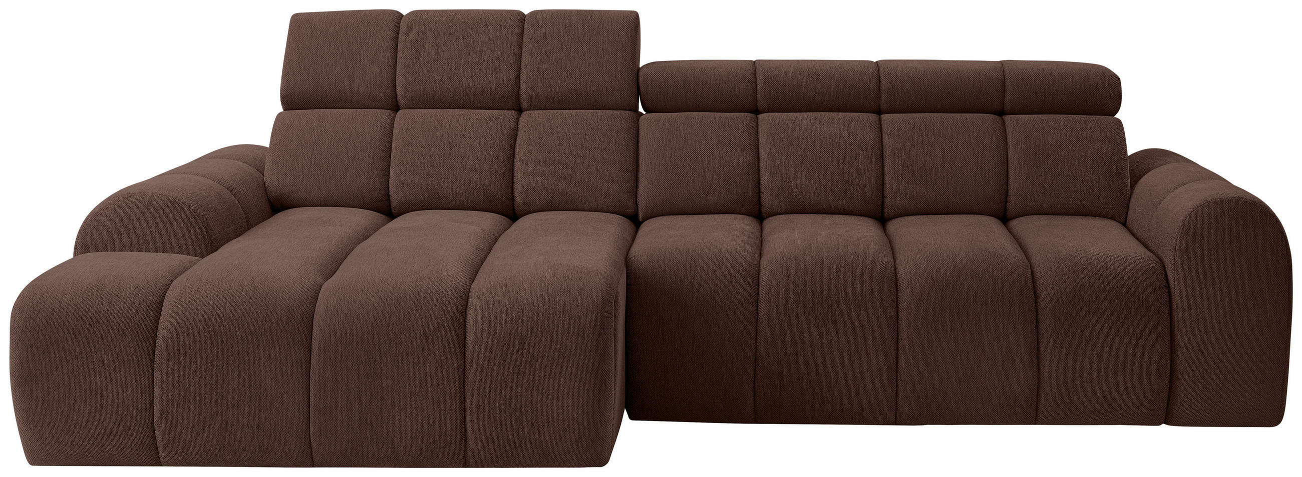 ECKSOFA Dunkelbraun Chenille Bettkasten, Rücken echt, Relaxfunktion, Kopfteilverstellung  - Dunkelbraun/Schwarz, Design, Kunststoff/Textil (152/290cm) - Stylife