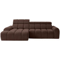 ECKSOFA Dunkelbraun Chenille Bettkasten, Rücken echt, Relaxfunktion, Kopfteilverstellung  - Dunkelbraun/Schwarz, Design, Kunststoff/Textil (152/290cm) - Stylife