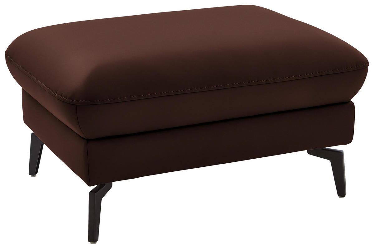 ECKSOFA in Echtleder Braun  - Schwarz/Braun, Natur, Leder/Metall (281/168cm) - Valdera