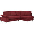 ECKSOFA in Flachgewebe Rot  - Silberfarben/Rot, KONVENTIONELL, Holz/Textil (255/186cm) - Cantus