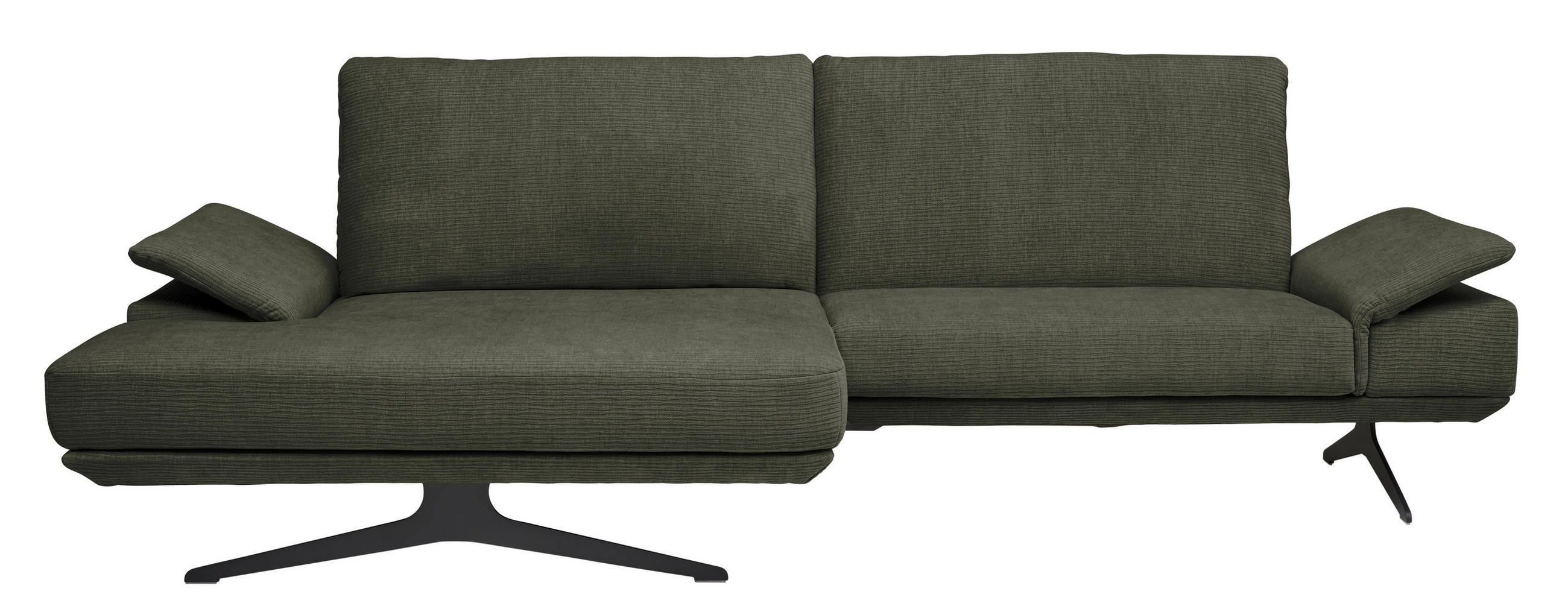 ECKSOFA in Flachgewebe Grün  155/284 cm  - Schwarz/Grün, Design, Textil/Metall (155/284cm) - Koinor