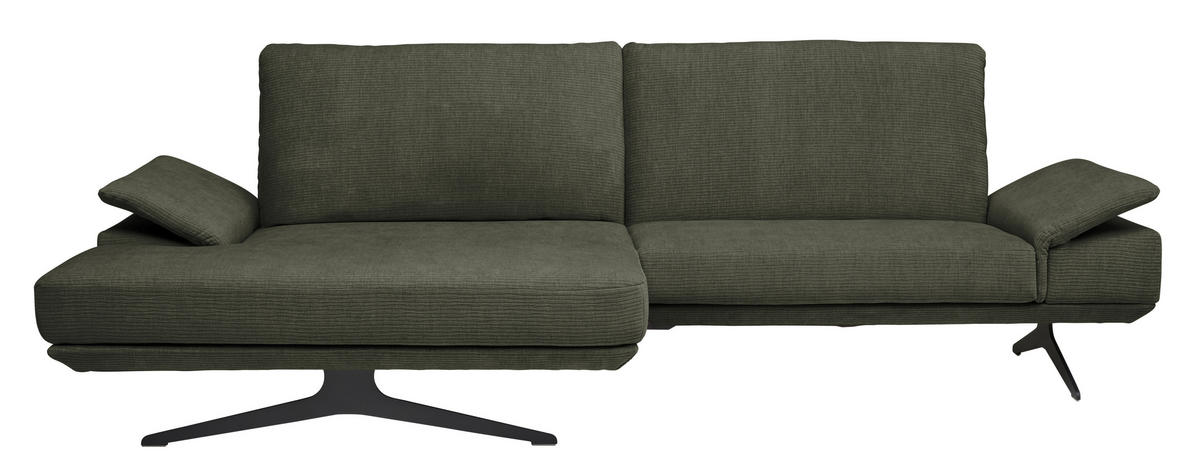 ECKSOFA in Flachgewebe Grün  155/284 cm  - Schwarz/Grün, Design, Textil/Metall (155/284cm) - Koinor