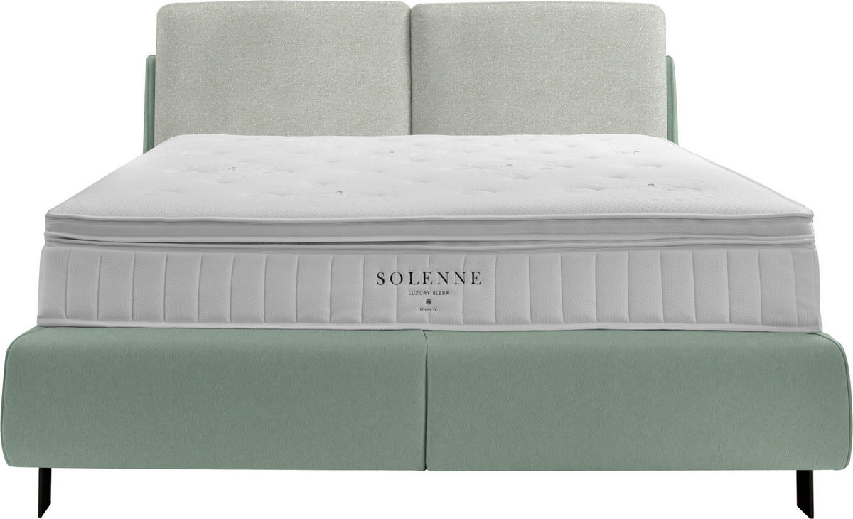 BOXSPRINGBETT 180/200 cm  in Hellgrau, Salbeigrün  - Salbeigrün/Hellgrau, Design, Textil/Metall (180/200cm) - Johann Jakob
