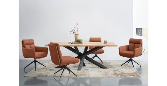ARMLEHNSTUHL in Eisen Mikrofaser - Cognac/Schwarz, Design, Textil/Metall (62/89,5/65cm) - Novel
