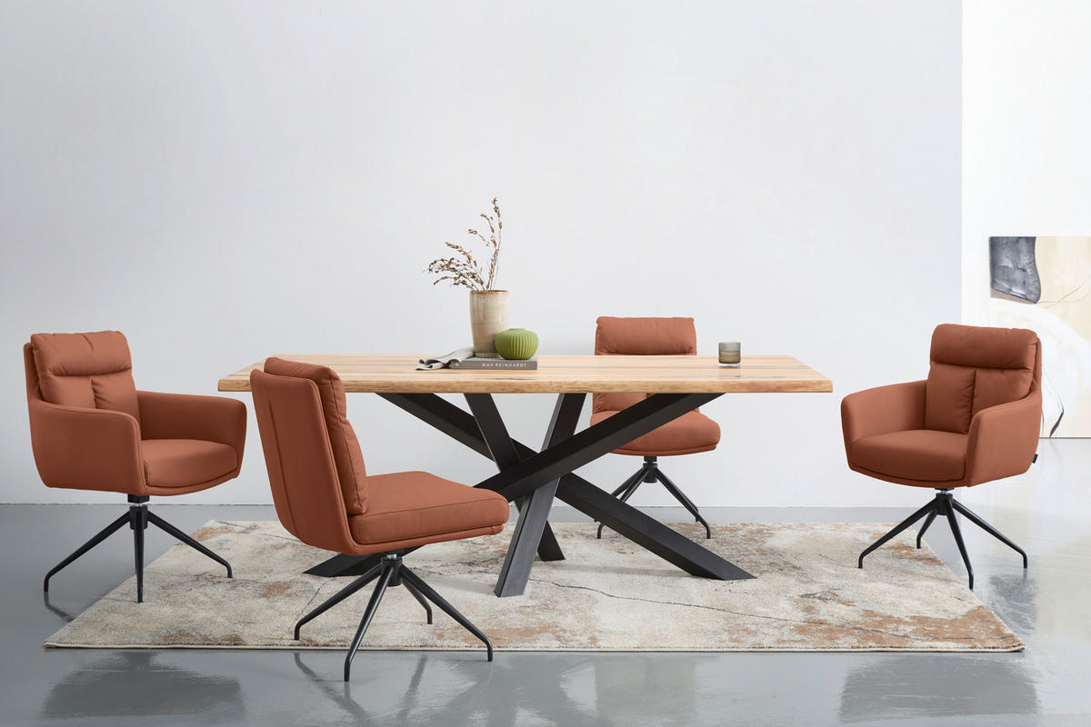 ARMLEHNSTUHL  in Eisen Mikrofaser  - Cognac/Schwarz, Design, Textil/Metall (62/89,5/65cm) - Novel
