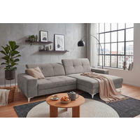 ECKSOFA SORELLA in Mikrovelours Taupe Kopfteilverstellung, Sitztiefenverstellung  328/182 cm  - Taupe/Kaschmir, Design, Kunststoff/Textil (328/182cm) - MID.YOU