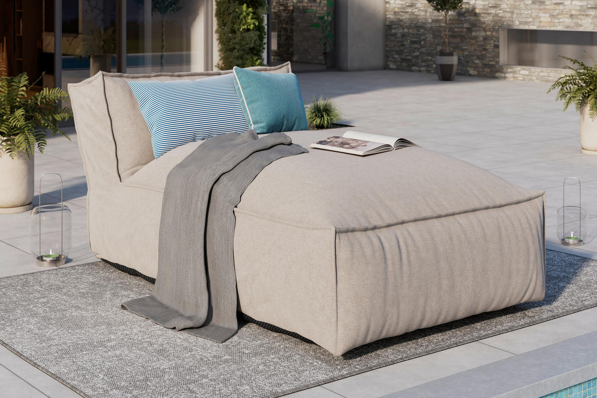 LOUNGESOFA  - Beige, MODERN, Textil (95/80/175cm) - Ambia Garden