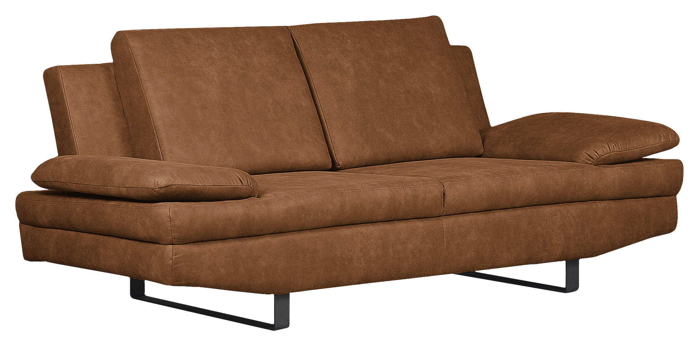 2-SITZER-SOFA in Mikrofaser Cognac  - Cognac/Schwarz, Design, Textil/Metall (198/78/88cm) - MID.YOU
