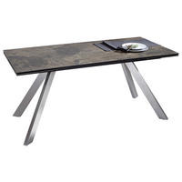 STOL ZA BLAGOVAONICU  crna, boje oplemenjenog čelika  metal, staklo, keramika      - boje oplemenjenog čelika/crna, Moderno, staklo/metal (180(260)/90/76cm) - Novel