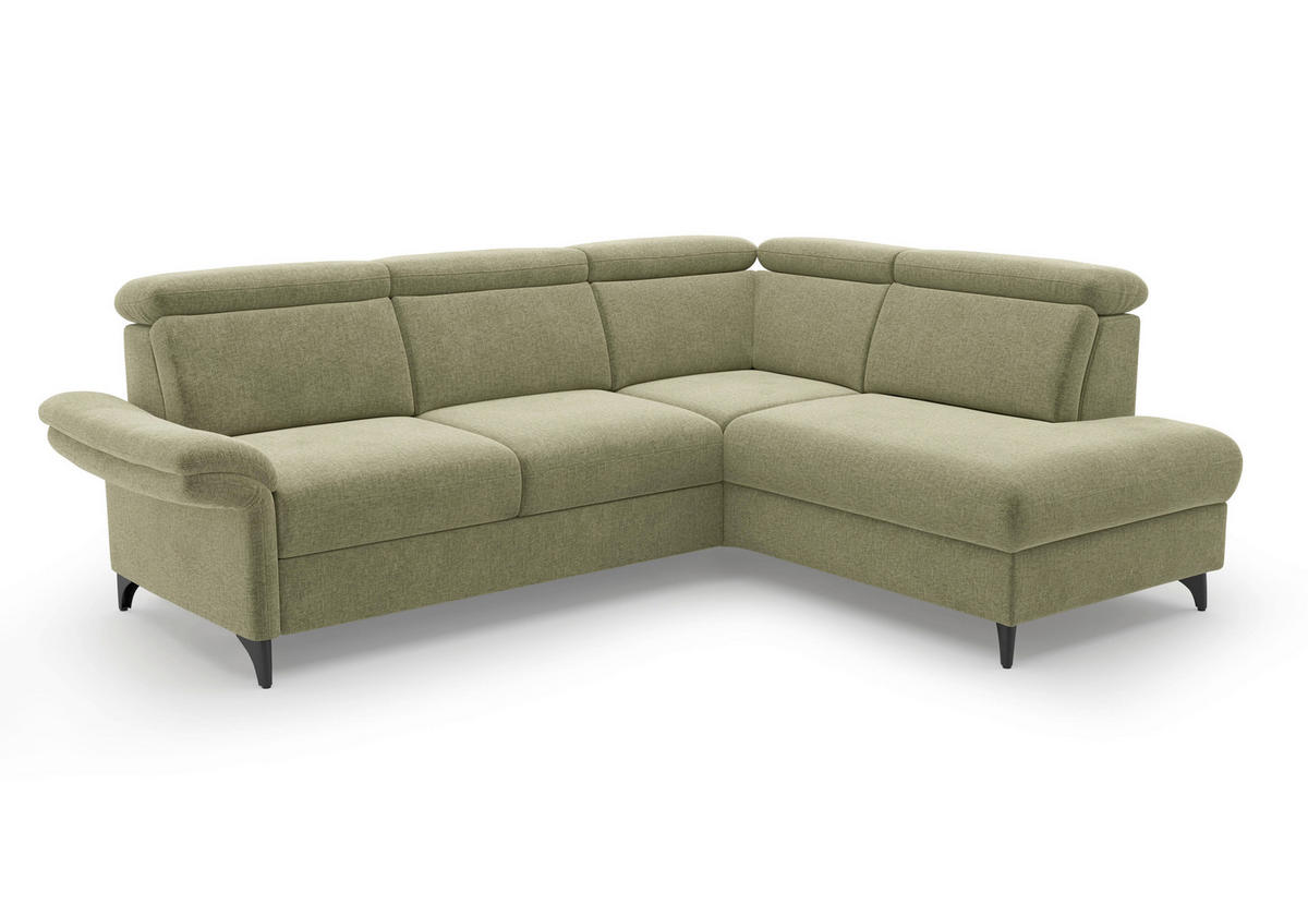 ECKSOFA Flachgewebe Hellgrün  - Schwarz/Hellgrün, Konventionell, Textil/Metall (247/193cm) - Sit & More