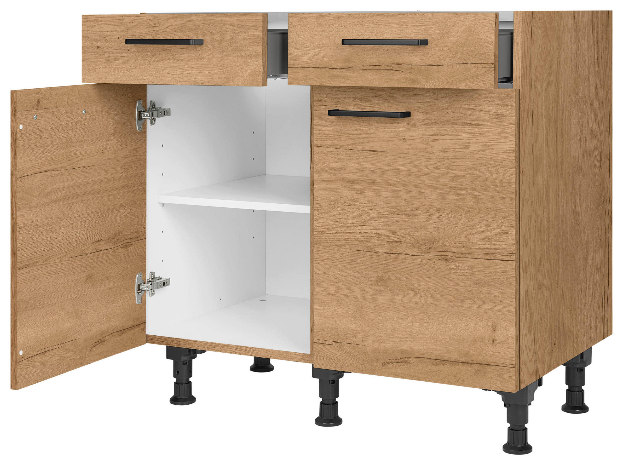 SCHUBKASTENUNTERSCHRANK 90/87/56 cm  in Eichefarben  - Eichefarben/Schwarz, MODERN, Holzwerkstoff/Metall (90/87/56cm) - Nobilia