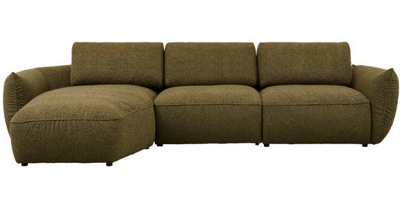 ECKSOFA in Chenille Dunkelgrün 190/340 cm - Dunkelgrün/Schwarz, Design, Kunststoff/Textil (190/340cm) - Emilio Belluti