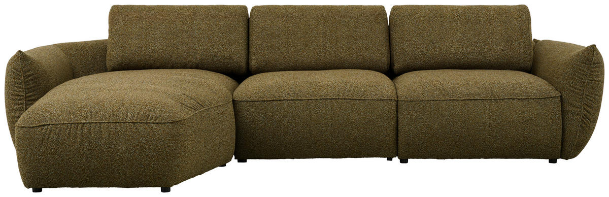 ECKSOFA Dunkelgrün Chenille  - Dunkelgrün/Schwarz, Design, Kunststoff/Textil (190/340cm) - Belluti