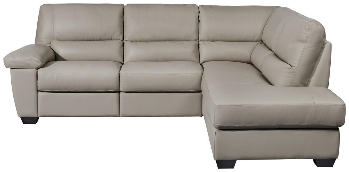 ECKSOFA Grau Kombination Echtleder/Lederlook  - Grau, KONVENTIONELL, Leder/Kunststoff (248/201cm) - Livetastic