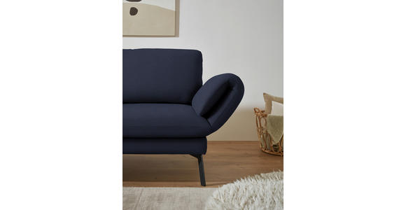 ECKSOFA  in Flachgewebe Blau Armteilverstellung, Relaxfunktion, Drehsitzfunktion  175-224/255-365 cm  - Blau/Schwarz, Design, Textil/Metall (175-224/255-365cm) - Dieter Knoll