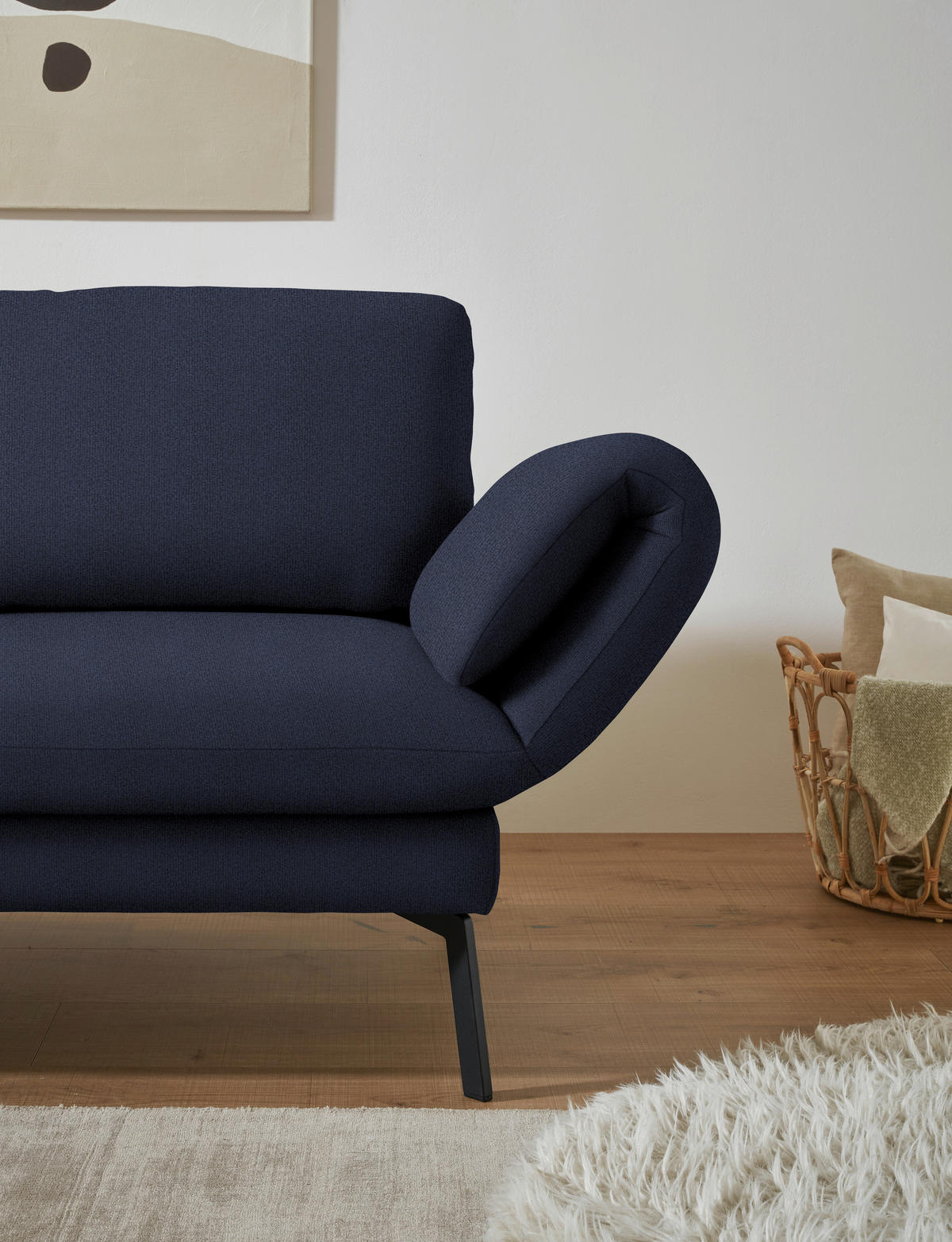 ECKSOFA  in Flachgewebe Blau  175-224/255-365 cm  - Blau/Schwarz, Design, Textil/Metall (175-224/255-365cm) - Dieter Knoll