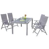 GARTENTISCHGRUPPE Aluminium  - Silberfarben/Braun, ROMANTIK / LANDHAUS, Glas/Textil - Gardenson