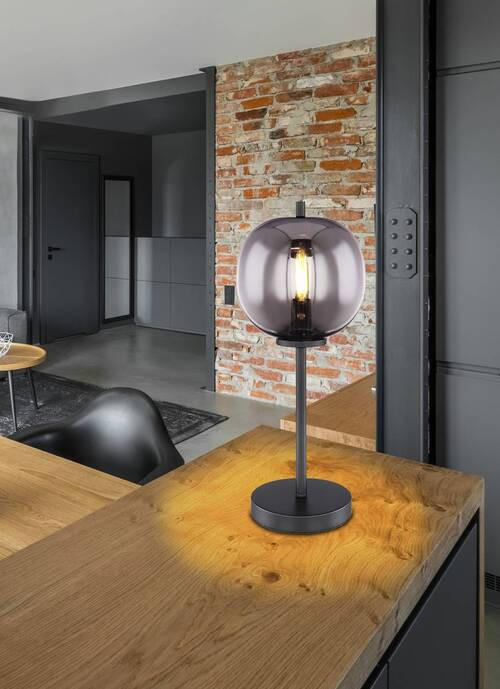 STOLNÁ LAMPA, E14, 18,5/45 cm  - čierna, Basics, kov/sklo (18,5/45cm) - Globo