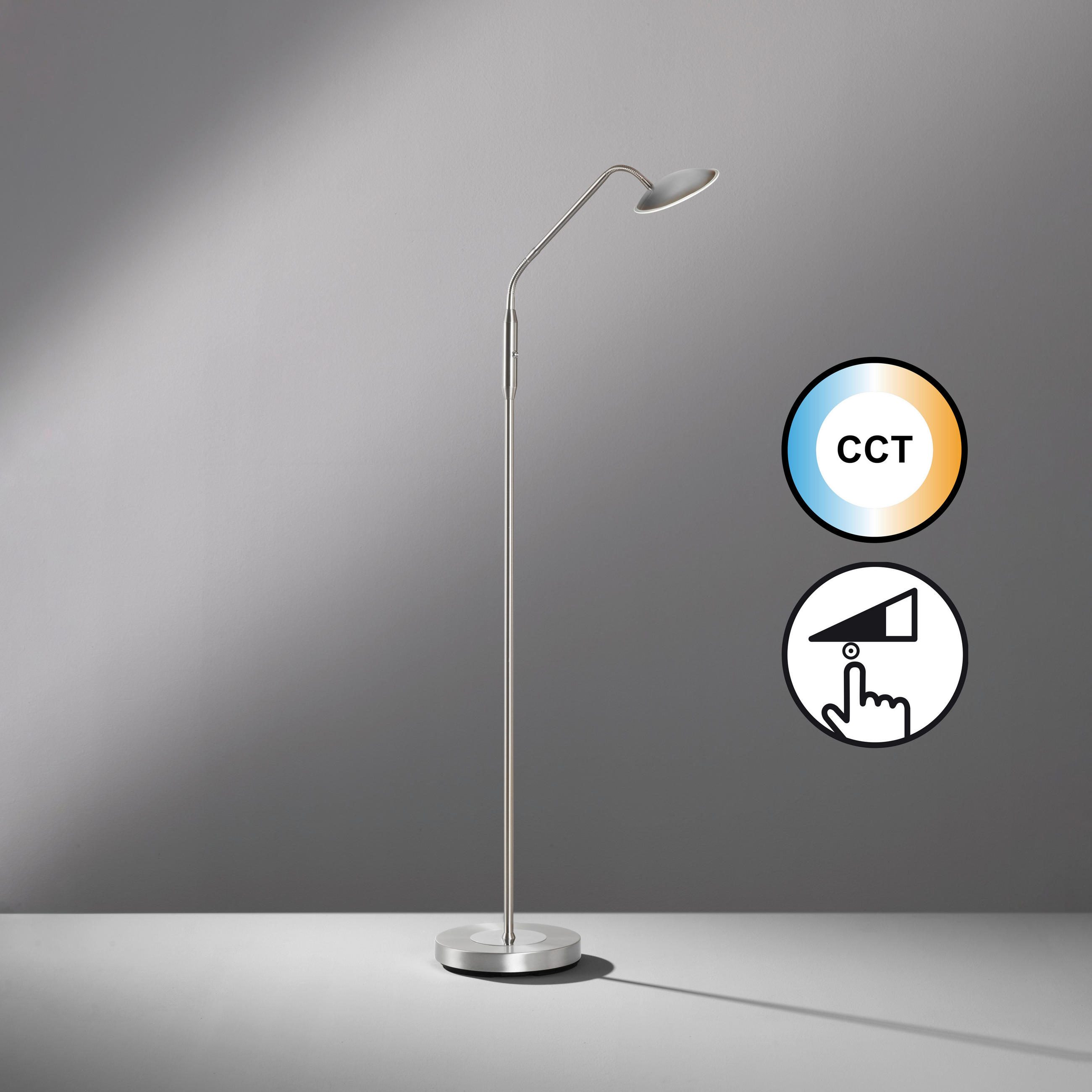 LED-TISCHLEUCHTE Tallri 23/135 cm   - Nickelfarben, KONVENTIONELL, Metall (23/135cm) - Fischer & Honsel