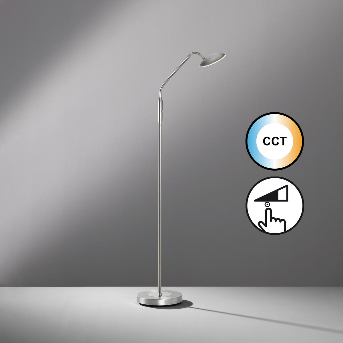 LED BORDSLAMPA - nickelfärgad, Klassisk, metall (23/135cm) - Fischer & Honsel