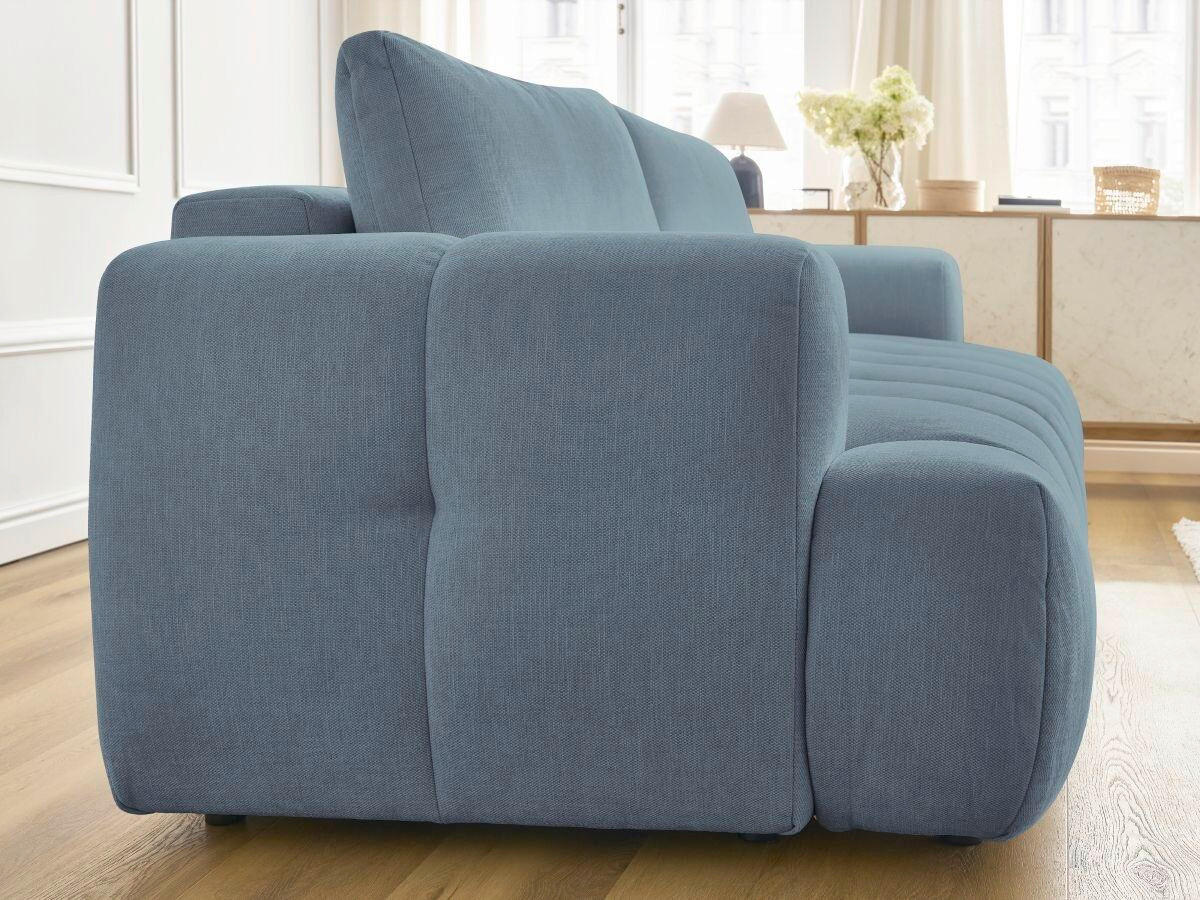 SCHLAFSOFA FUJI Leinenoptik Hellblau  inkl.  - Schwarz/Hellblau, MODERN, Kunststoff/Textil (251/113/88cm)