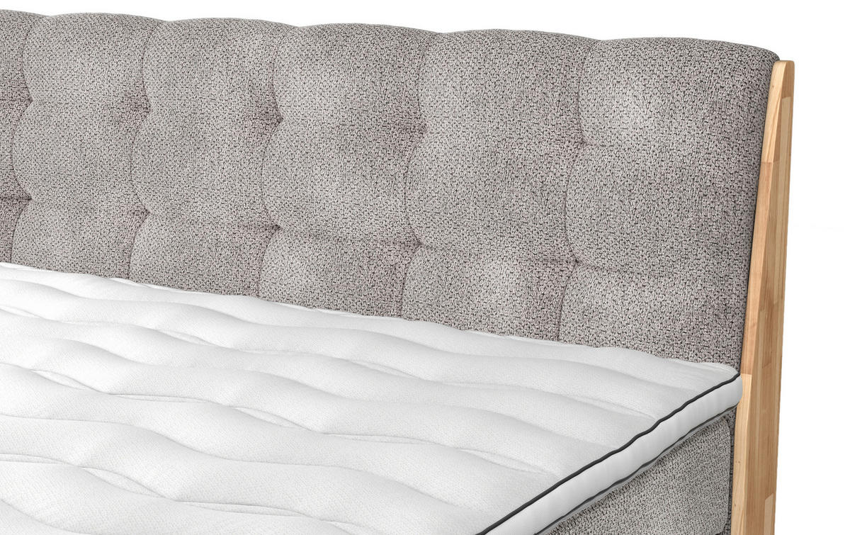 BOXSPRINGBETT 180/200 cm  in Beige  - Beige/Schwarz, Natur, Holz/Textil (180/200cm)