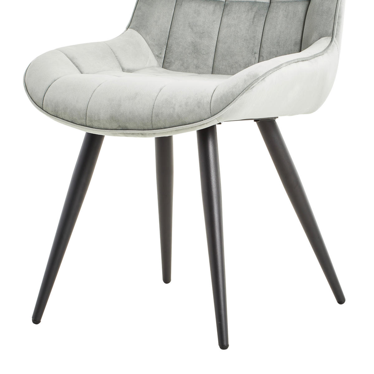 STUHL Samt Grau, Schwarz  - Schwarz/Grau, MODERN, Textil/Metall (53,5/90/62cm) - MID.YOU