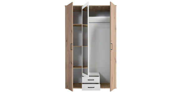 DREHTÜRENSCHRANK  in Weiß, Eiche Artisan  - Anthrazit/Eiche Artisan, KONVENTIONELL, Glas/Holzwerkstoff (119,6/196,3/53,5cm) - Carryhome