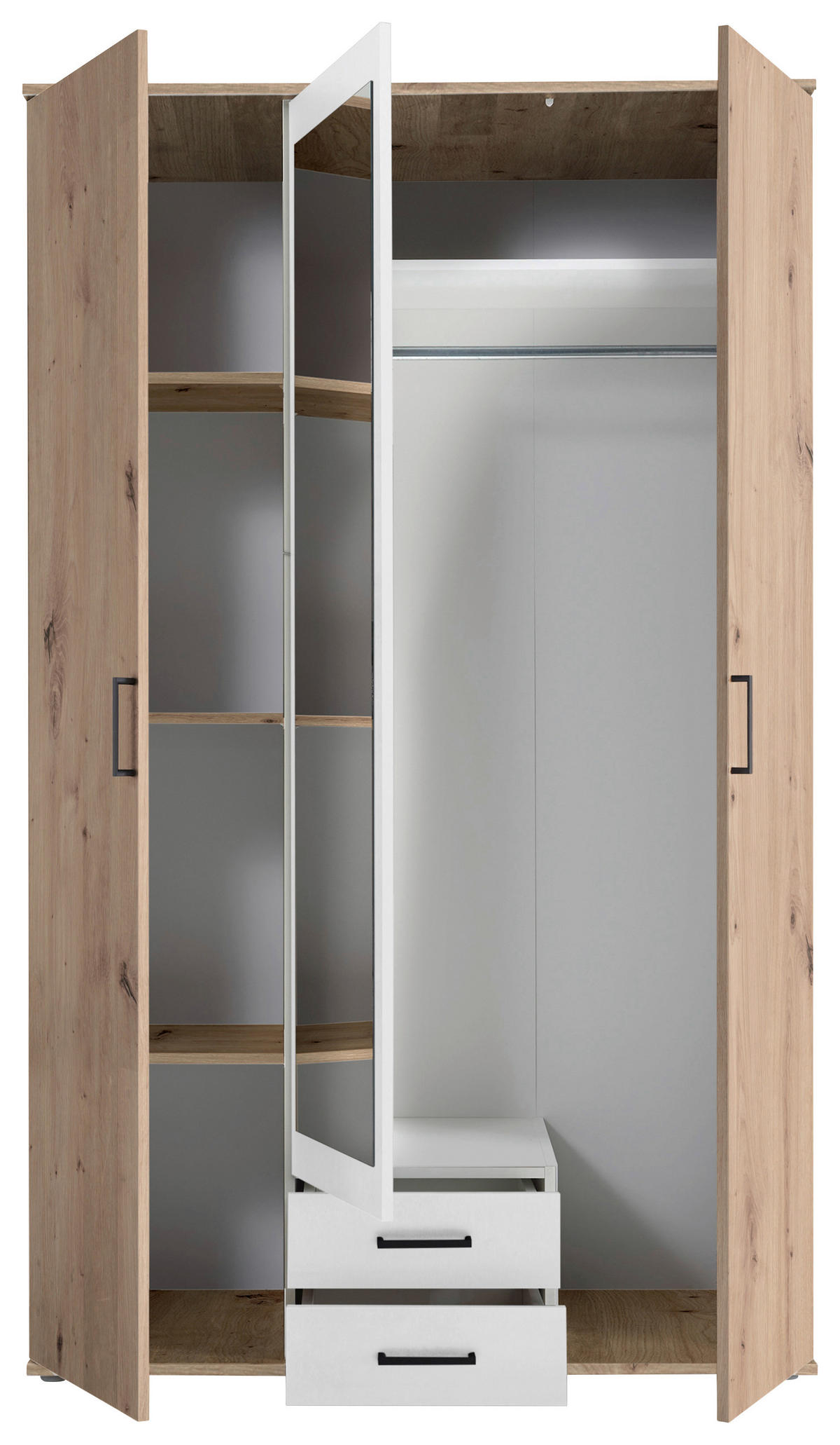 DULAP CU UȘI ROTATIVE alb, stejar Artisan  - alb/stejar Artisan, Konventionell, plastic/sticlă (119,6/196,3/53,5cm) - Carryhome