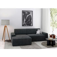 ECKSOFA in Cord Dunkelgrau  - Dunkelgrau/Schwarz, Modern, Kunststoff/Textil (162/246cm) - Trendmanufaktur