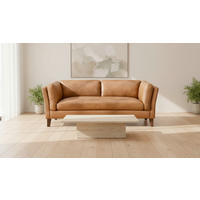 3-SITZER-SOFA SERA Echtleder Lederlook Cognac  - Cognac/Dunkelbraun, Design, Leder/Holz (190/72/88cm) - Livetastic