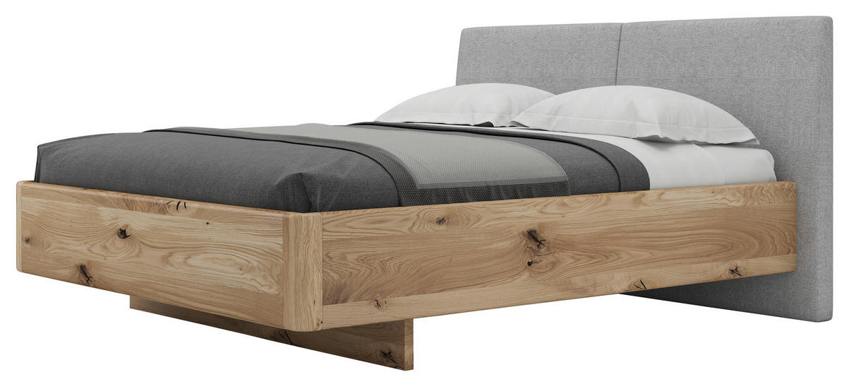 BETT 160/200 cm  in Grau, Eichefarben  - Eichefarben/Grau, Natur, Holz/Textil (160/200cm) - Valnatura