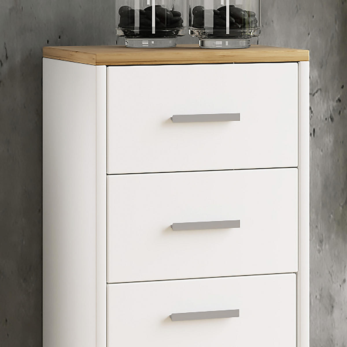 BYRÅ 32/97/28 cm  - vit/ekfärgad, Modern, metall/trämaterial (32/97/28cm) - MID.YOU