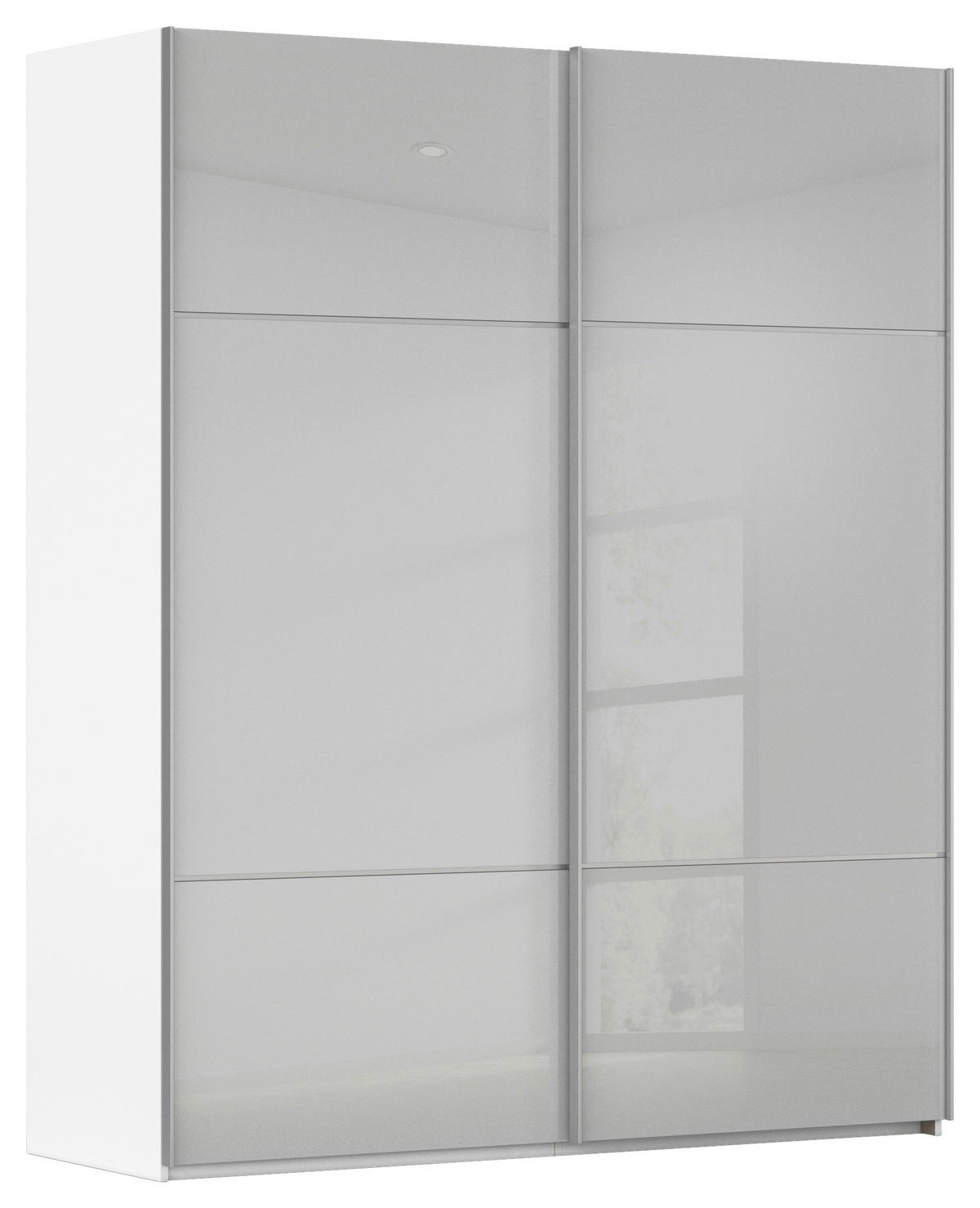 SCHWEBETÜRENSCHRANK  in Grau, Weiß  - Alufarben/Weiß, KONVENTIONELL, Glas/Holzwerkstoff (162/223/68cm) - Novel