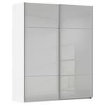 SCHWEBETÜRENSCHRANK  in Grau, Weiß  - Alufarben/Weiß, KONVENTIONELL, Glas/Holzwerkstoff (162/223/68cm) - Novel