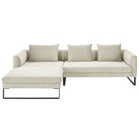 ECKSOFA in Cord Creme  - Creme/Schwarz, Konventionell, Textil/Metall (178/284cm) - Hom`in