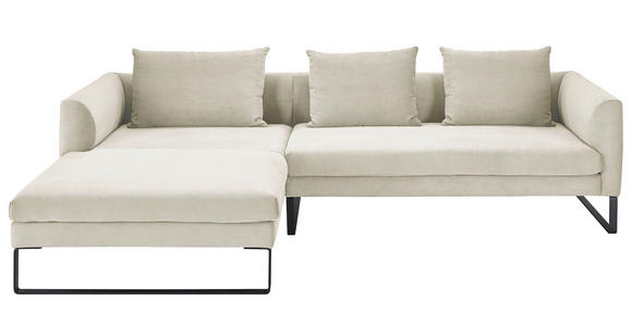 ECKSOFA in Cord Creme  - Creme/Schwarz, KONVENTIONELL, Textil/Metall (178/284cm) - Hom`in