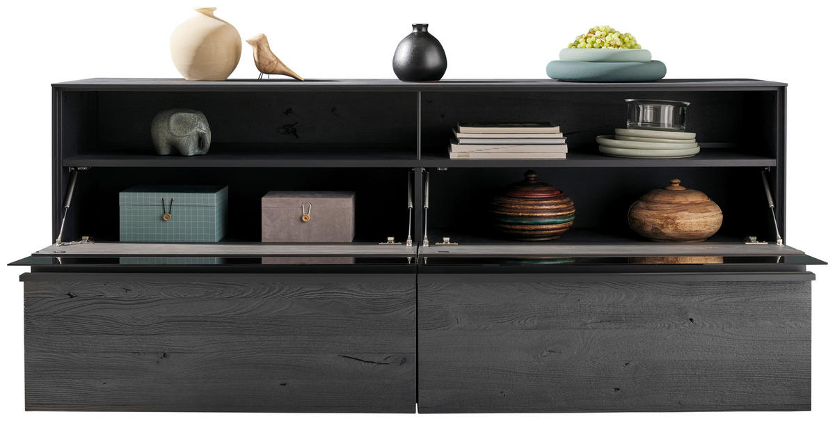 SIDEBOARD Anthrazit  190/80/44 cm  - Anthrazit/Schwarz, Design, Glas/Holz (190/80/44cm) - Johann Jakob