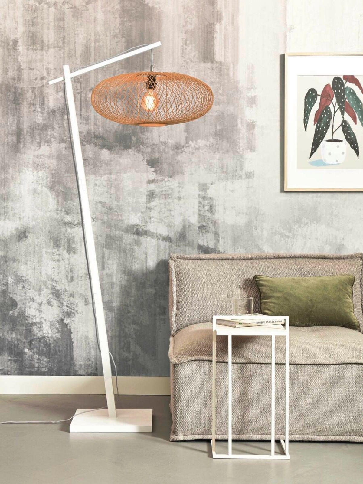 GOLVLAMPA GOOD&MOJO     - vit/naturfärgad, Trend (176/60/36cm) - Good & Mojo