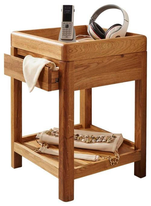 MASĂ AUXILIARĂ in lemn 40/40/60 cm  - culoare lemn stejar, Design, lemn (40/40/60cm) - Livetastic