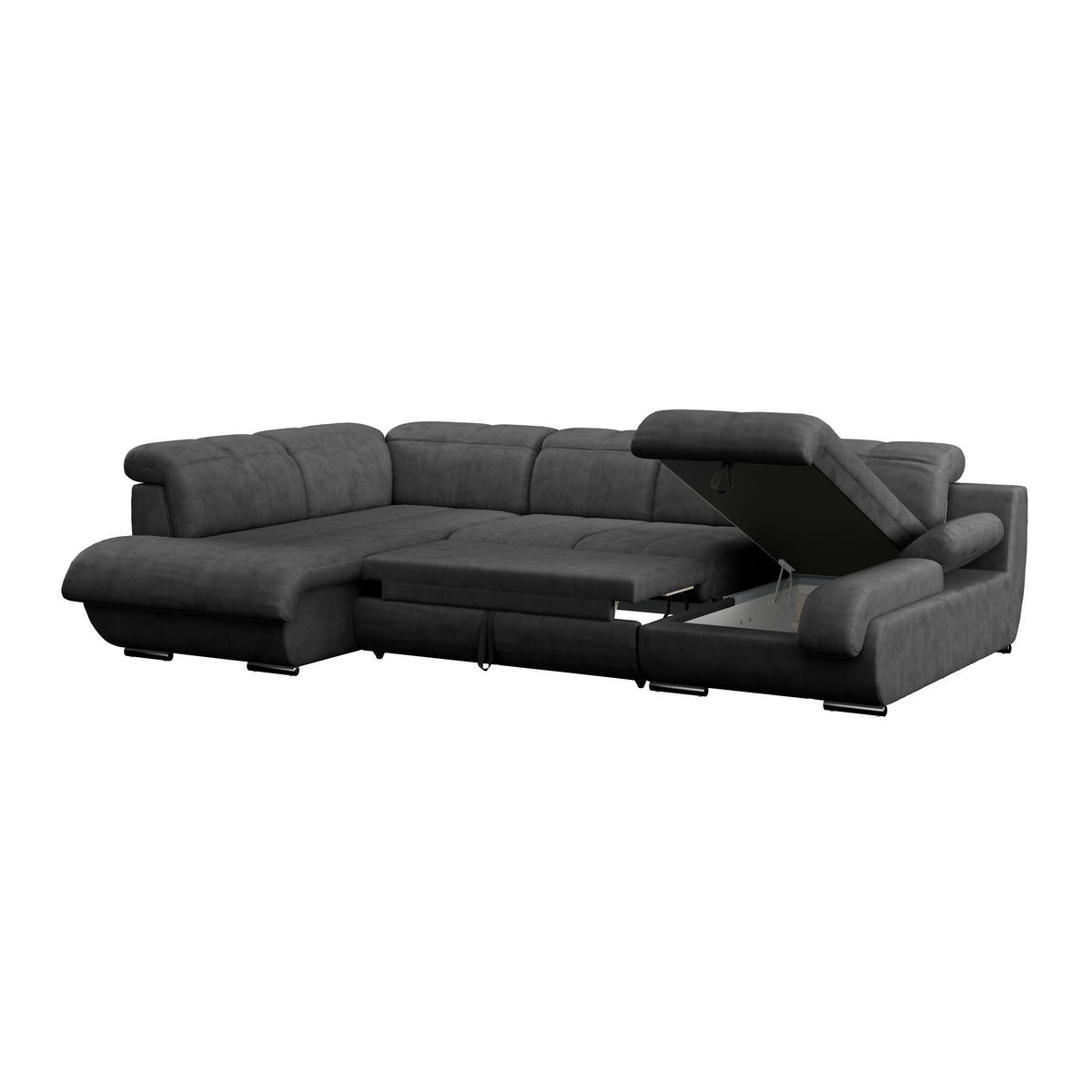 WOHNLANDSCHAFT Anthrazit Mikrofaser  - Chromfarben/Anthrazit, MODERN, Textil/Metall (228/345/184cm) - MID.YOU