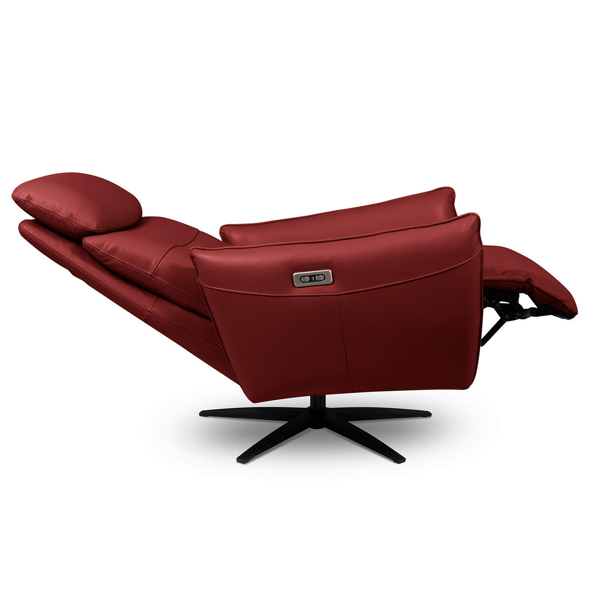 RELAXSESSEL Leder Rot  - Rot/Schwarz, Design, Leder/Metall (77/107/88cm) - Livetastic