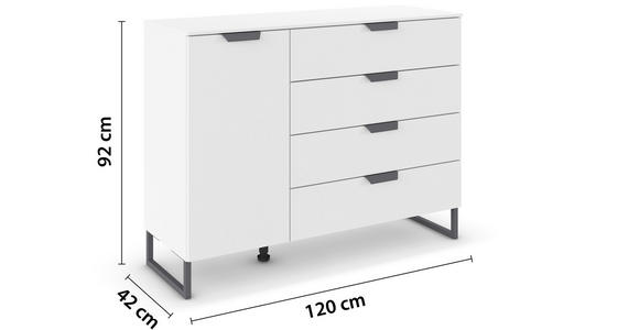 KOMMODE  in 120/92/42 cm  - Dunkelgrau/Weiß, Design, Holzwerkstoff/Metall (120/92/42cm) - Carryhome