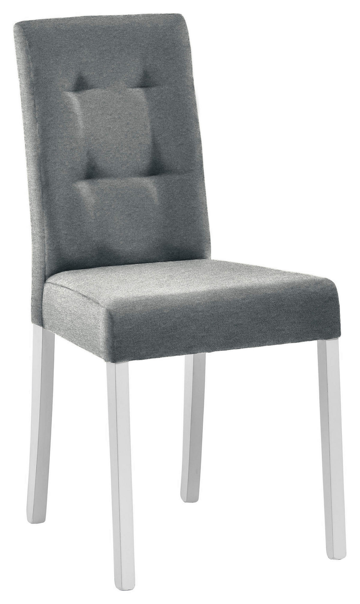 STUHL Webstoff Grau, Weiß Buche massiv  - Weiß/Grau, ROMANTIK / LANDHAUS, Holz/Textil (44/91/57cm) - Landscape