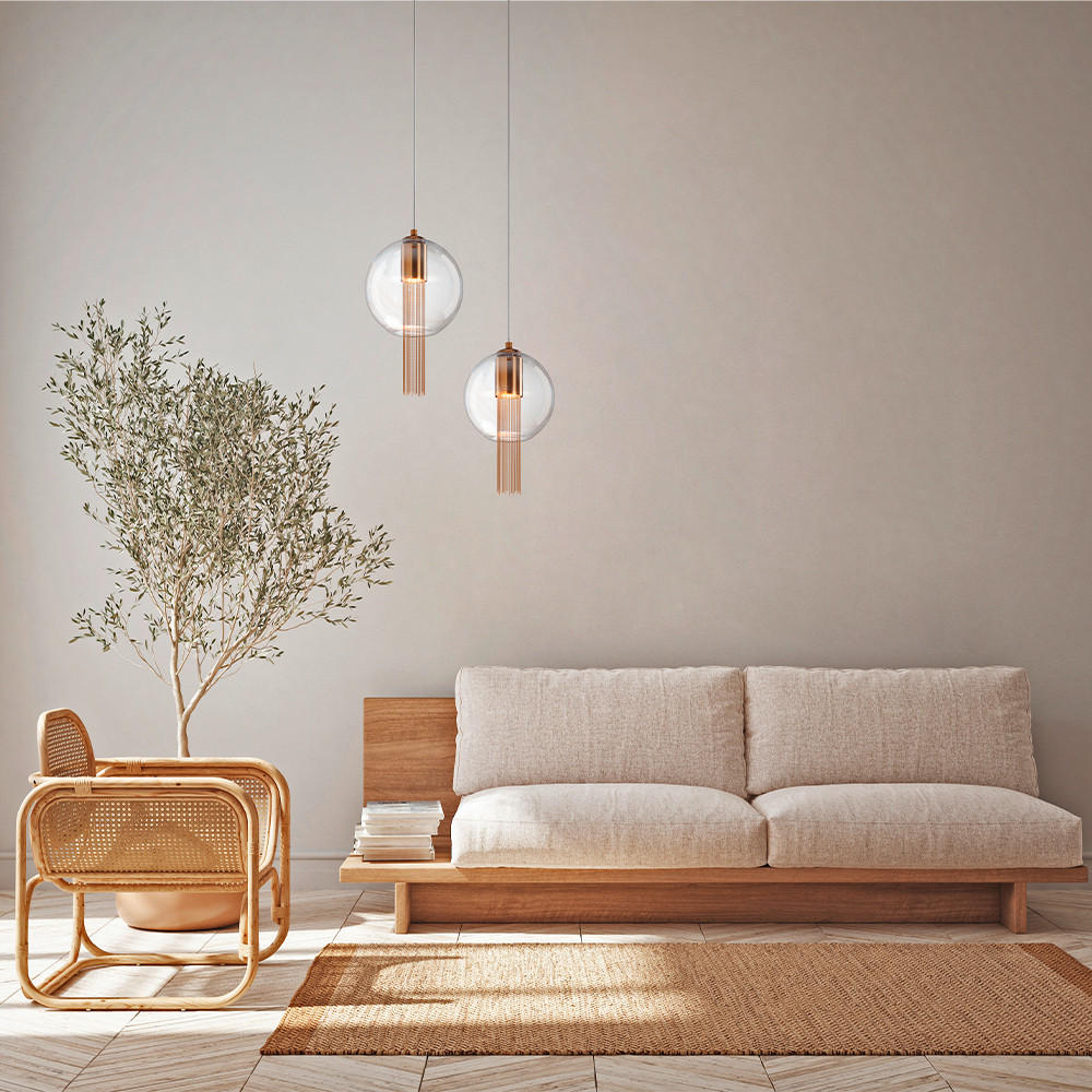 PENDELLEUCHTE Pendant 25/47 cm   - Transparent/Bronzefarben, Trend, Glas/Metall (25/47cm) - MAYTONI