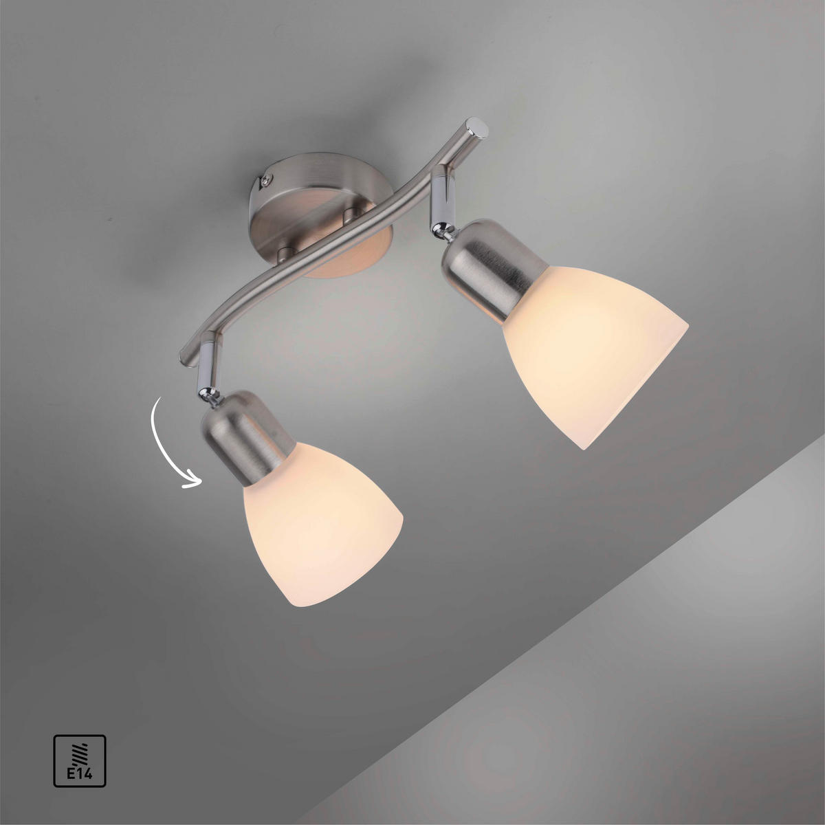 SVJETILJKA STROPNA  - boje oplemenjenog čelika, Basics, staklo/metal (44,8/23/21cm)