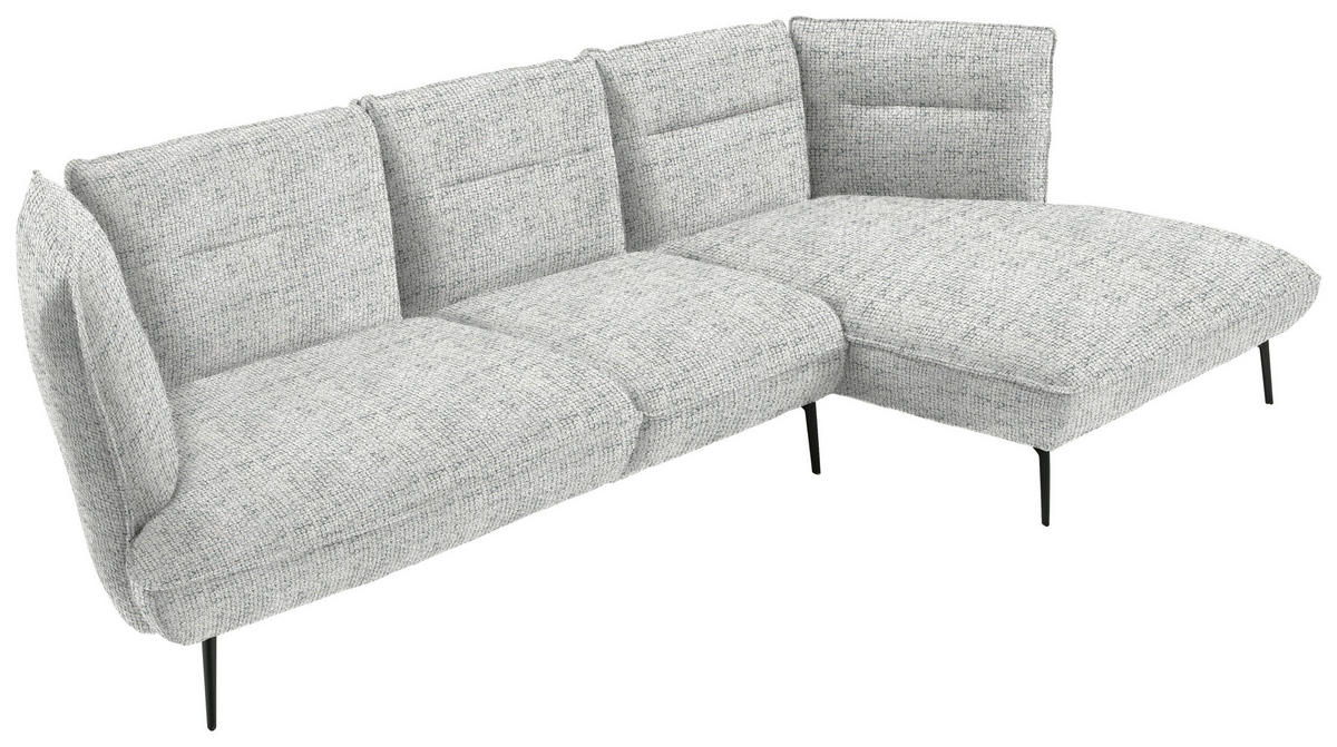 ECKSOFA in Flachgewebe Hellgrau  - Hellgrau/Schwarz, Design, Textil/Metall (339/153cm) - Moderano
