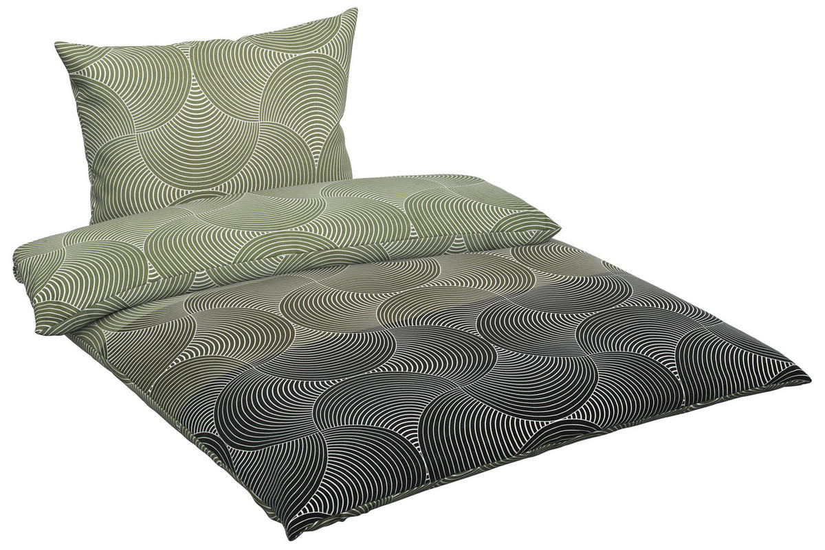 POSTEĽNÁ BIELIZEŇ, satén, zelená, olivovozelená, 140/200 cm - olivovozelená/zelená, Konventionell, textil (140/200cm) - Bugatti