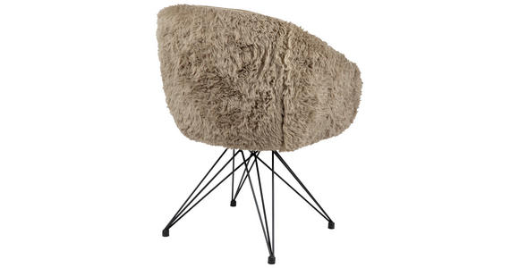 ARMLEHNSTUHL  in Eisen Teddystoff Echtleder pigmentiert  - Taupe/Schwarz, Design, Leder/Textil (59,5/83,5/63,5cm) - Belluti